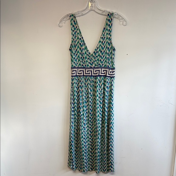 Vintage Diane Von Furstenberg Stylish Green Patterned Tank Dress, size 2 - Picture 5 of 10